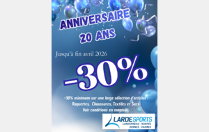 Larde Sport - Offre anniversaire -30%